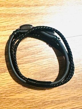 Men's Black Multi-Strand Leather Bracelet